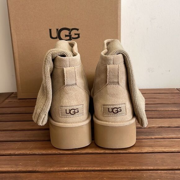 UGG Classic Ultra Mini Sock’D Platform Mustard Seed USA Women Size 8/UK6/EU39 - Picture 8 of 14